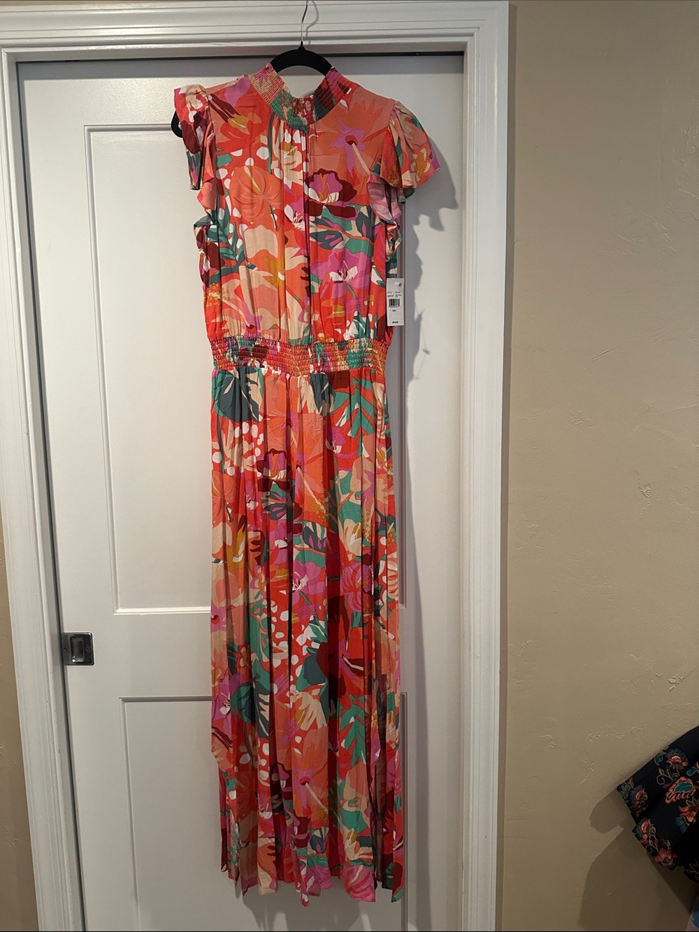 MSK Pink Orange Floral Jumpsuit Romper